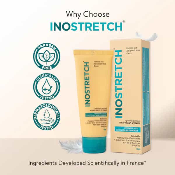 Inostretch Stretch Mark & Scar Cream With Rutin & Peptides| Paraben-Free Formula 60G