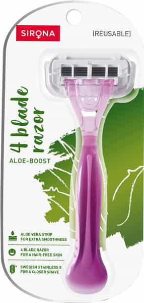 Sirona Reusable Hair Removal Razor For Women With Aloe Boost Shaving Razor - Pack Of 1