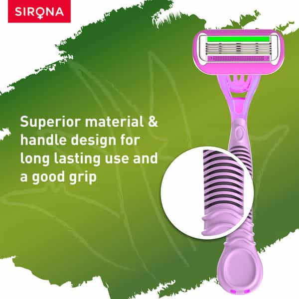 Sirona Reusable Hair Removal Razor For Women With Aloe Boost Shaving Razor - Pack Of 1