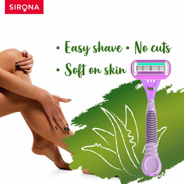 Sirona Reusable Hair Removal Razor For Women With Aloe Boost Shaving Razor - Pack Of 1