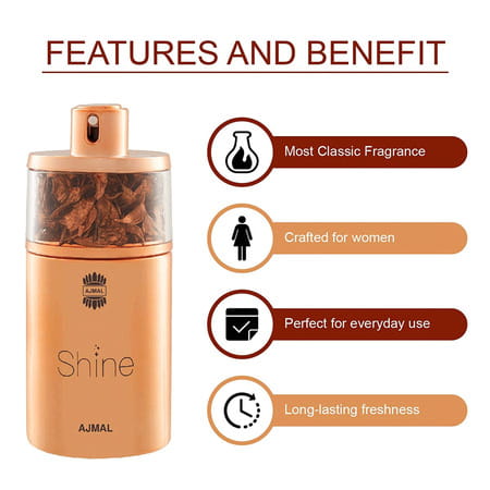 Ajmal Shine Eau De Parfum Powdery 75ml Perfume For Women And Sacred Love Deodorant 200ml For Women