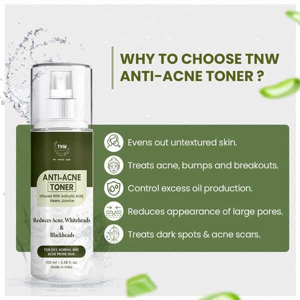 Tnw The Natural Wash Anti Acne Toner | Treats Acne | Dark Spots & Improves Skin Texture 100 Ml