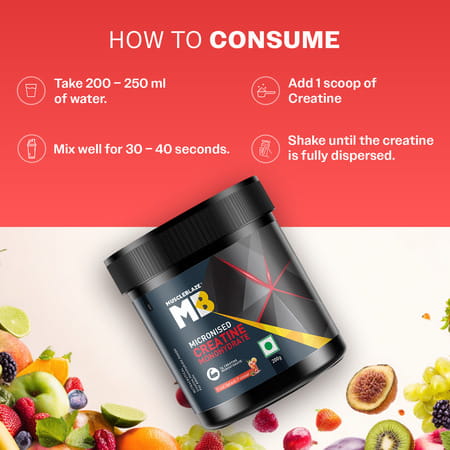 Muscleblaze Micronized Creatine Monohydrate Powder | Fruit Splash (50 Servings | 200g)