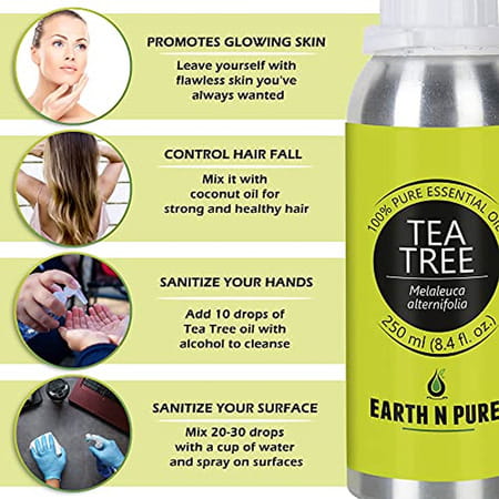 Earth N Pure Tea Tree Oil 100% Pure And Natural Essential Oil - 250 Ml (8.4 Fl. Oz.) (250 Ml)