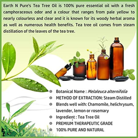Earth N Pure Tea Tree Oil 100% Pure And Natural Essential Oil - 250 Ml (8.4 Fl. Oz.) (250 Ml)
