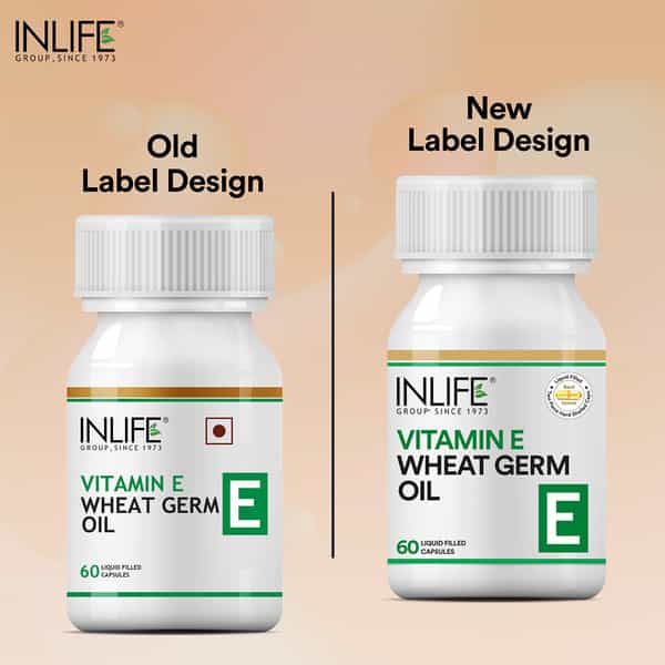 Inlife Vitamin E Oil With Wheat Germ Oil Essential Supplement 400 Iu - 60 Liquid Filled Capsules