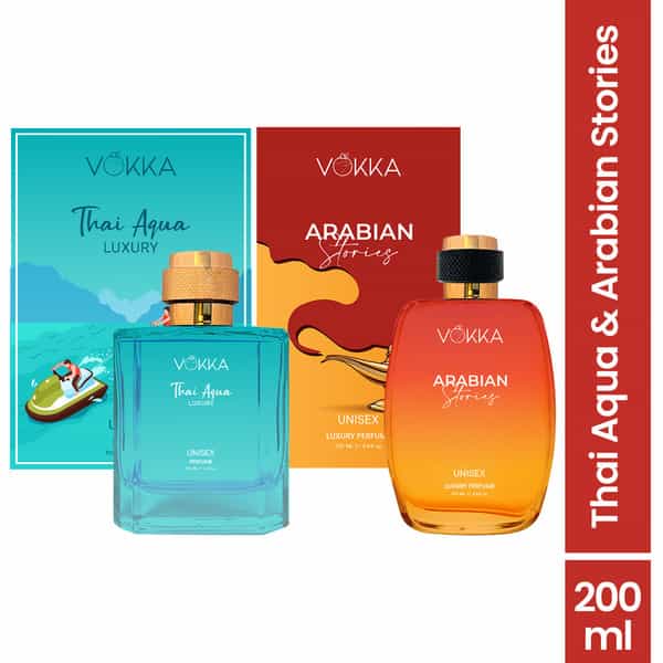 Vokka Thai Aqua & Arabian Stories 2X100ml | Unisex Luxury Long Lasting Perfume For Men & Women