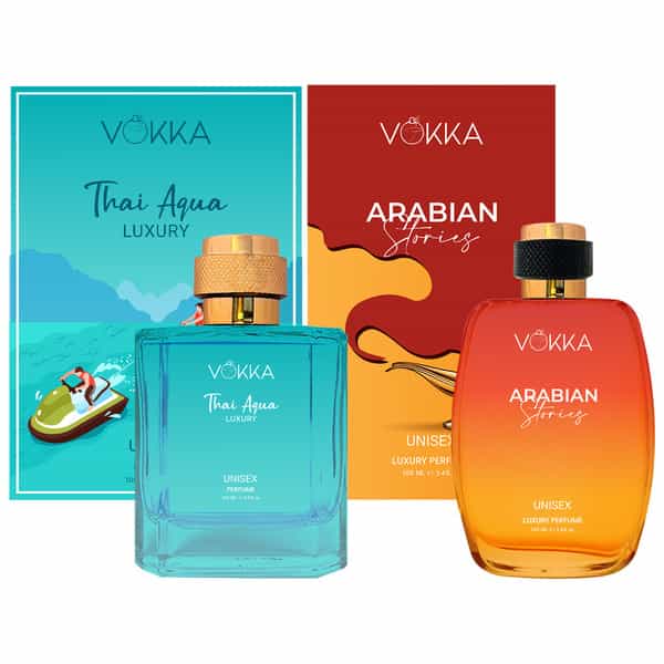 Vokka Thai Aqua & Arabian Stories 2X100ml | Unisex Luxury Long Lasting Perfume For Men & Women
