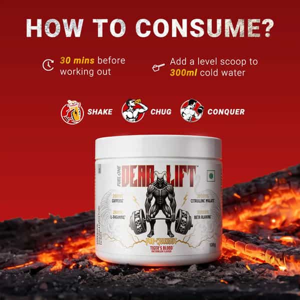 Fuel One Dead-Lift Pre Workout | Tiger's Blood (Watermelon | 100G | 13 Servings)