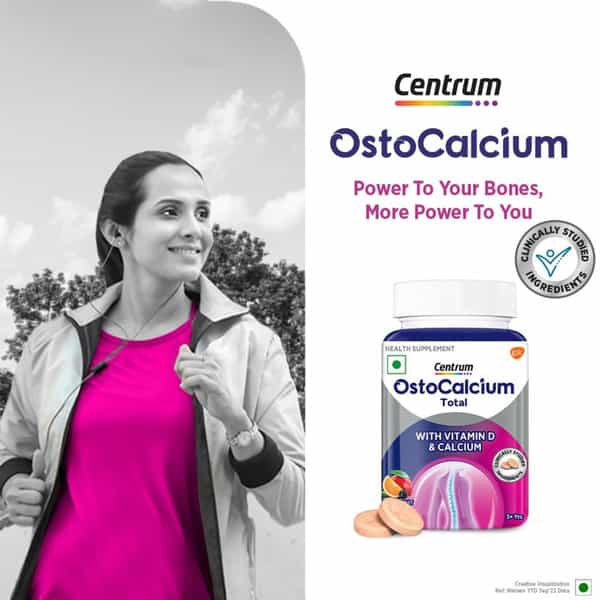 Centrum Ostocalcium Total Mixed Fruit Flavour | Bottle Of 30 Chewable Tablets
