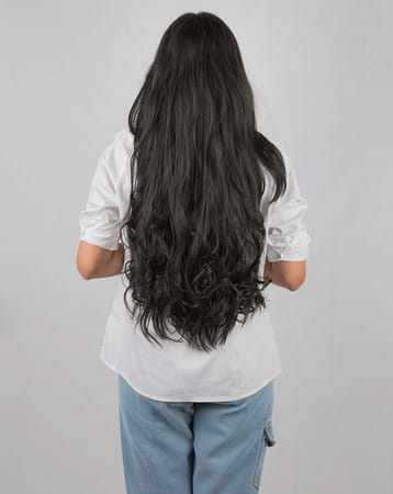 Streak Street Clip-In 24" Semi-Wavy Natural Black Hair Extensions