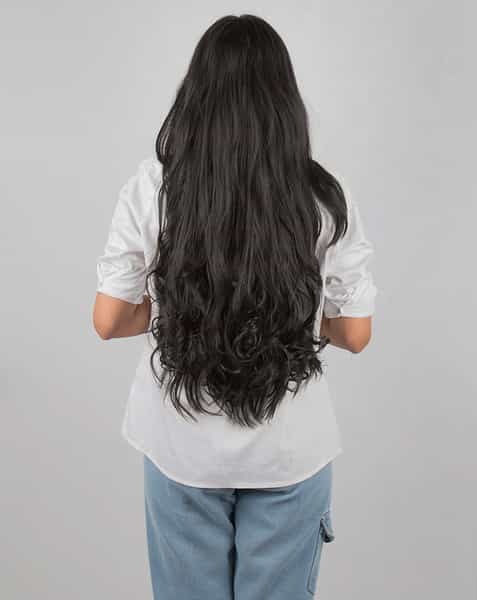 Streak Street Clip-In 24" Semi-Wavy Natural Black Hair Extensions