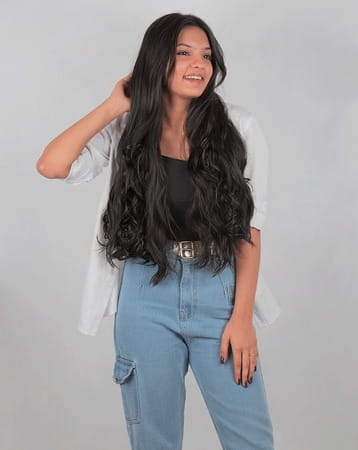 Streak Street Clip-In 24" Semi-Wavy Natural Black Hair Extensions
