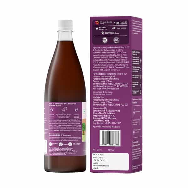 Dr. Vaidya's Pilocare Juice | Relief From Piles Pain Discomfort Burning Itching | 950Ml (Pack Of 1)