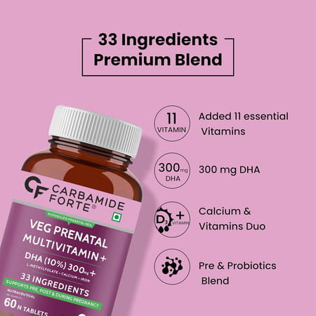 Carbamide Forte Veg Prenatal Multivitamin For Pregnancy With Dha-60 Tablets