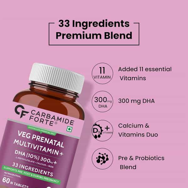 Carbamide Forte Veg Prenatal Multivitamin For Pregnancy With Dha-60 Tablets