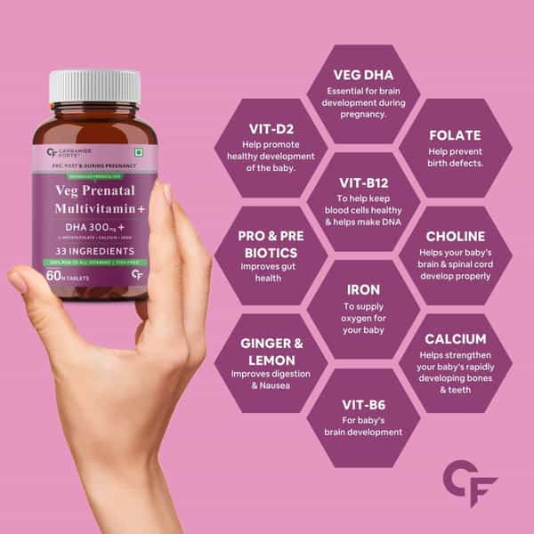Carbamide Forte Veg Prenatal Multivitamin For Pregnancy With Dha-60 Tablets