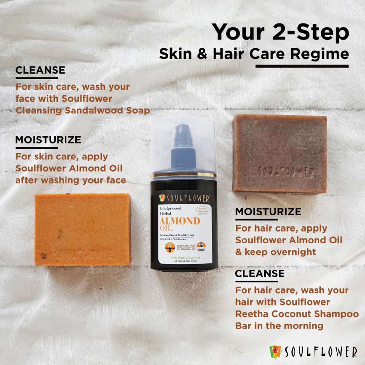 Buy SOULFLOWER ALMOND OIL FOR GLOWING SKIN & HEALTHY HAIR 100 PURE