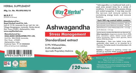 Way2herbal Ashwagandha 120 Tablets - Pack Of 2