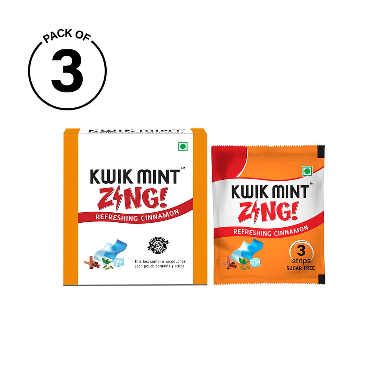 Kwik Mint Zing Mouth Freshener - Pack Of 3