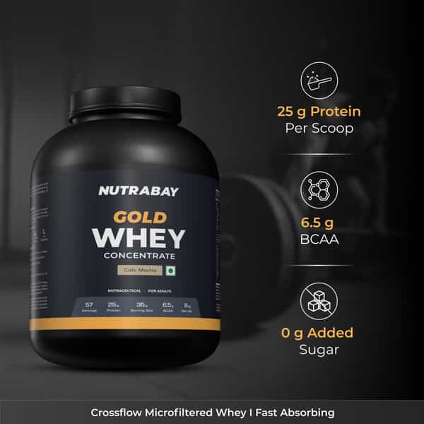 Nutrabay Gold 100% Whey Protein Concentrate Cafe Mocha - 2Kg