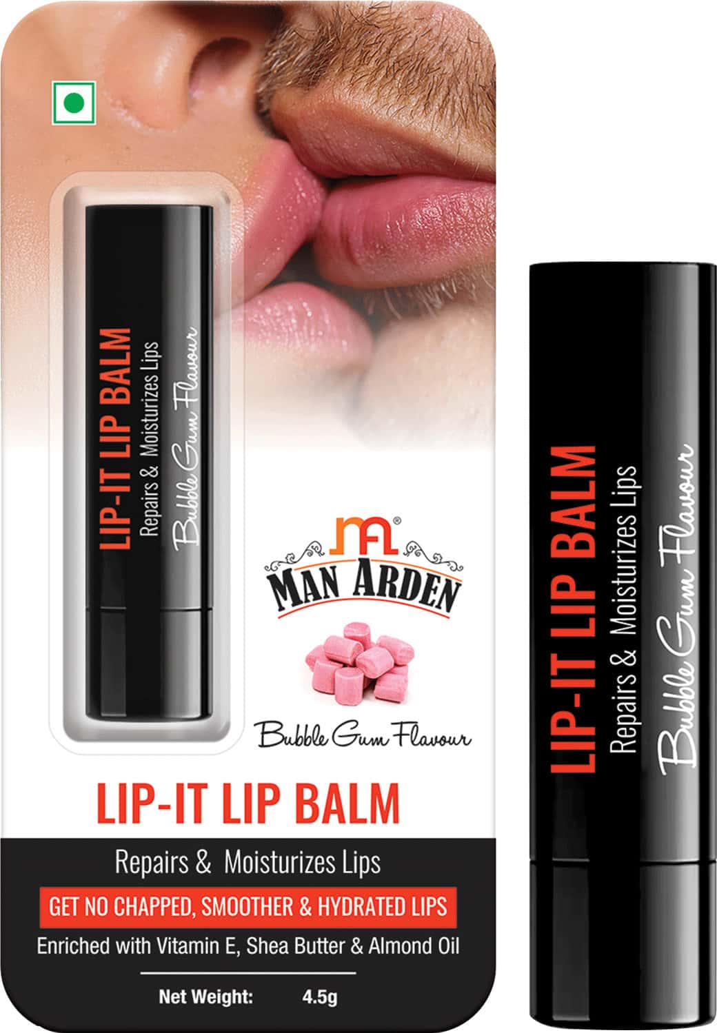 Man Arden Lip-It Lip Balm For Men Repairs & Moisturizes Lips Bubble Gum Flavour 4.5g