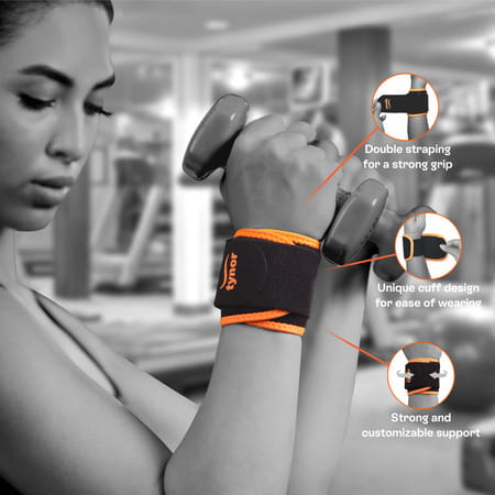 Tynor Wrist Support (Neo) Black & Orange Universal Pack Of 2