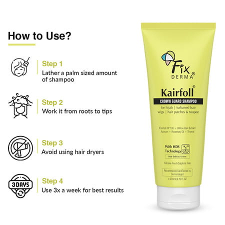 Fixderma Kairfoll Crown Guard Shampoo With Rosemary Oil For Hairs Under Hijab, Turbans & Wigs -200ml
