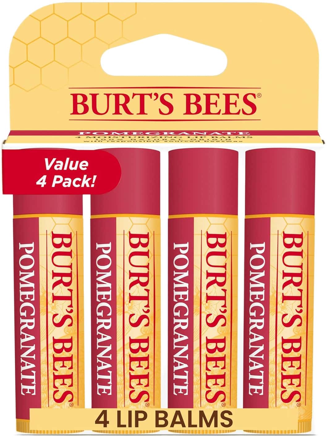 Burt'S Bees Lip Balm | Pomegranate | 4.25g | Pack Of 4