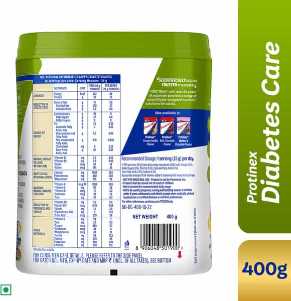 Protinex Diabetes Care Nutrition Drink Creamy Vanilla Flavour Jar 400 Gm