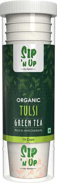 Alpino Certified Organic Tulsi Green Tea | 15 Ready To Drink Cups | Rich In Antioxidants