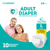 Liveasy Adult Diaper Tape Style (L)-10 | Anti Bacterial And Odour Lock Technology-Waist 38-54 Inch