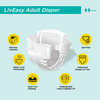 Liveasy Adult Diaper Tape Style (L)-10 | Anti Bacterial And Odour Lock Technology-Waist 38-54 Inch