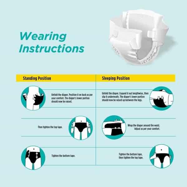 Liveasy Adult Diaper Tape Style (L)-10 | Anti Bacterial And Odour Lock Technology-Waist 38-54 Inch
