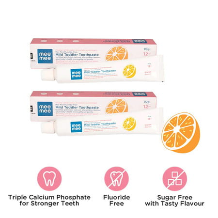 Mee Mee Fluoride-Free Orange Flavor Toothpaste 70g Each (Pack Of 2)