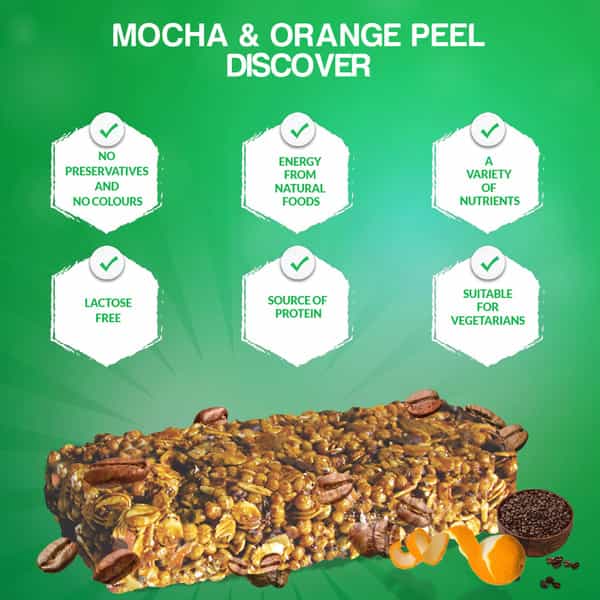 Nourishvitals Mocha And Orange Peel Granola Snack Bar 250G (5 Bars)