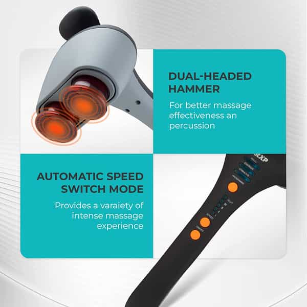 Beatxp Thunder Pro Double Headed Full Body Massager With Infrared Heat Therapy (Jade Black)