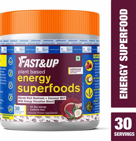 Fast&Up Energy Superfoods-Plant Based Pre-Workout & Energy Supplement-Beetroot Powder & Coconut Mct