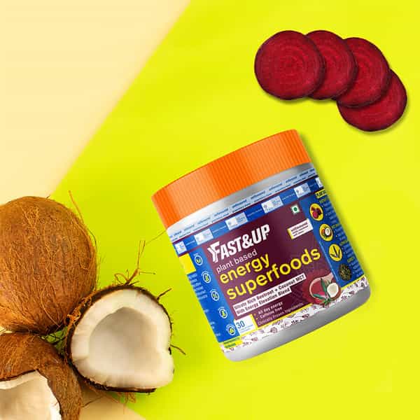 Fast&Up Energy Superfoods-Plant Based Pre-Workout & Energy Supplement-Beetroot Powder & Coconut Mct