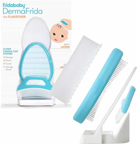 Fridababy Dermafrida Flakefixer | Baby Cradle Cap Brush & Comb Set | 3-Step System