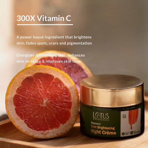 Lotus Botanicals Skin Brightening Night Cream Vitamin C Silicon & Chemical Free - 50 G