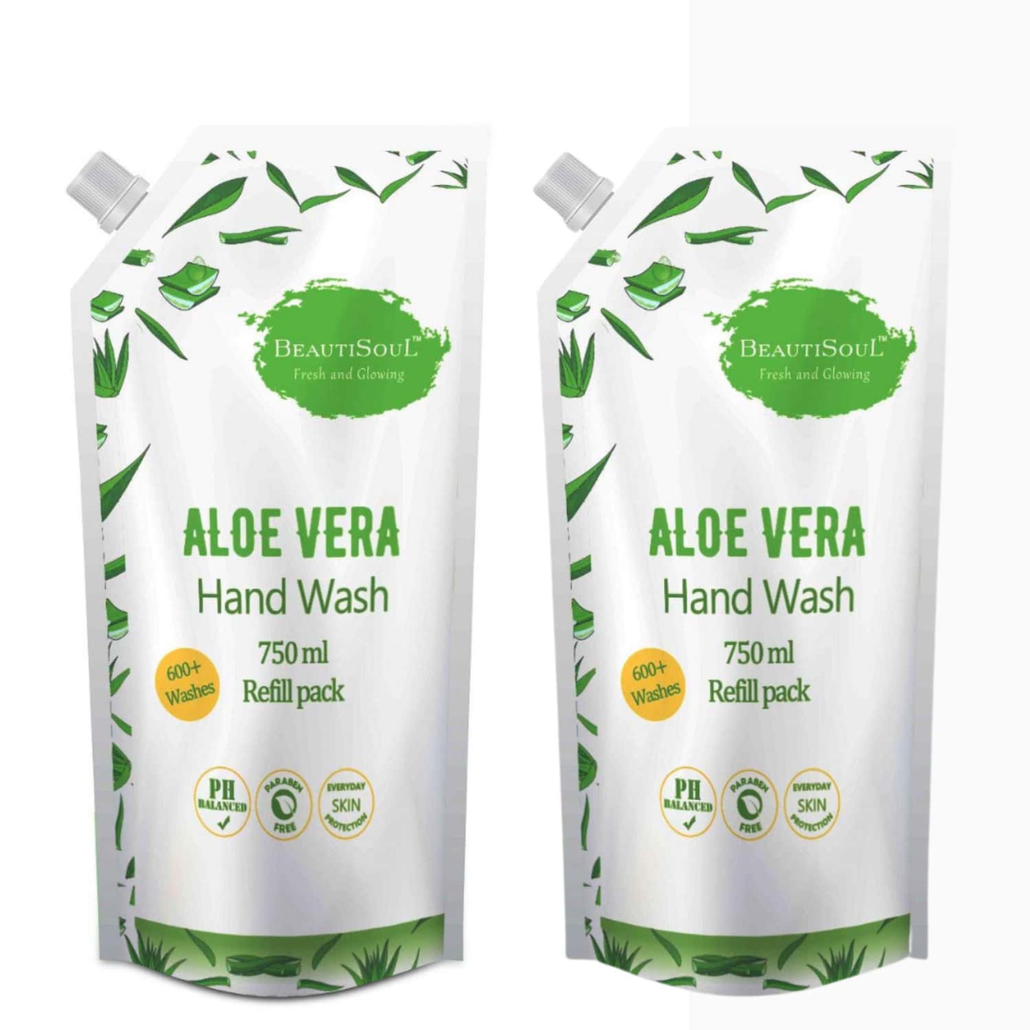 Beautisoul Aloe Vera Liquid Handwash Refill Pack | Handwash Liquid 1500 Ml Offer (750ml X 2)