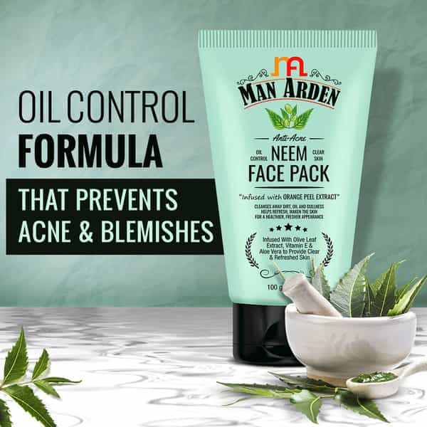 Man Arden Anti-Acne Neem Face Pack - For Oil Control And Clear Skin 100 G