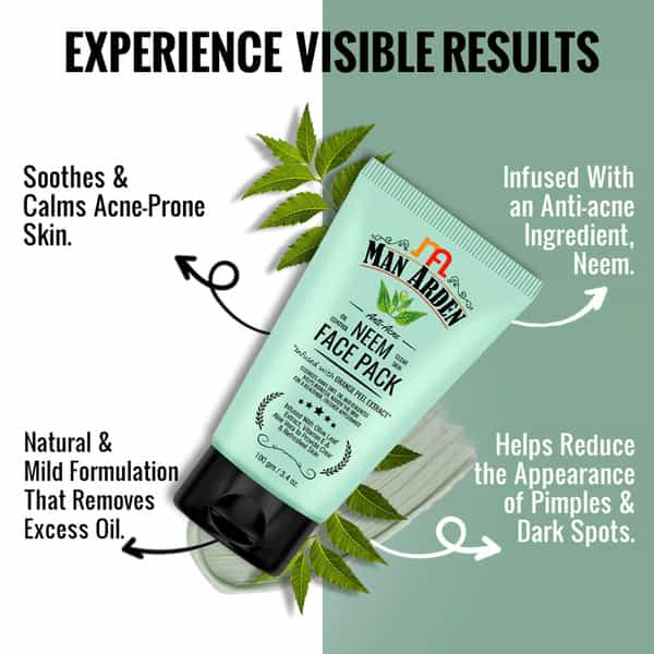 Man Arden Anti-Acne Neem Face Pack - For Oil Control And Clear Skin 100 G