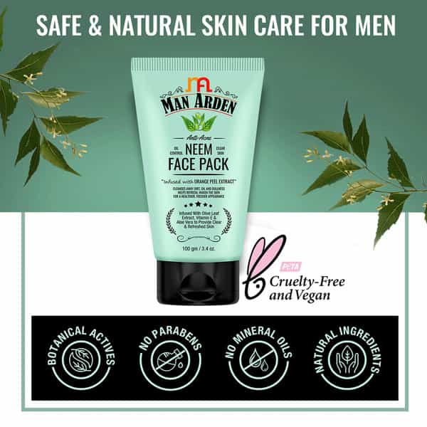 Man Arden Anti-Acne Neem Face Pack - For Oil Control And Clear Skin 100 G