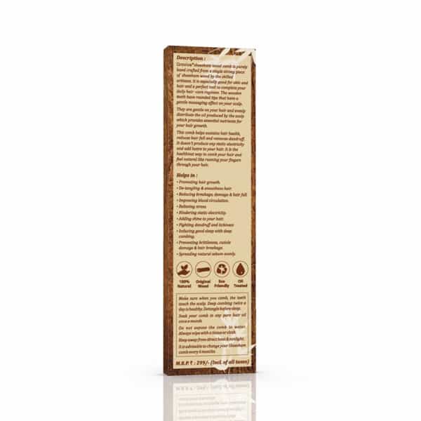 Groviva Sheesham Wood Comb 14 Fc | Hair Straightening | For Men (Pack Of 2)