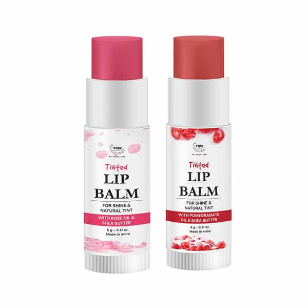 Tnw The Natural Wash Multipurpose Tinted Lip Balm Lip Care Combo For Dry Red + Rose Pink 12G