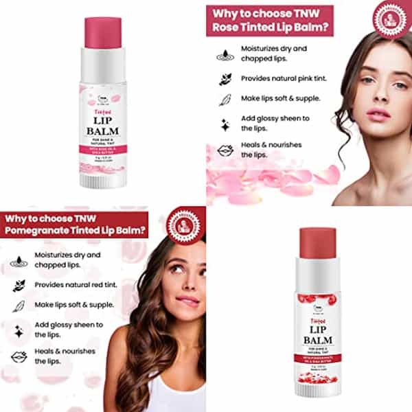Tnw The Natural Wash Multipurpose Tinted Lip Balm Lip Care Combo For Dry Red + Rose Pink 12G