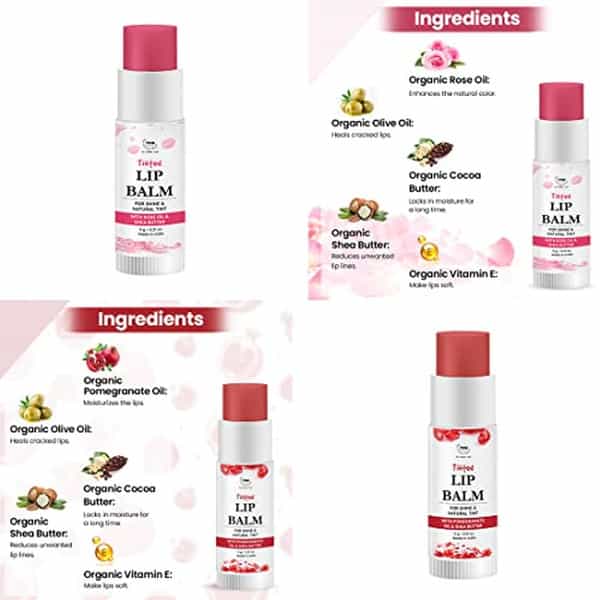 Tnw The Natural Wash Multipurpose Tinted Lip Balm Lip Care Combo For Dry Red + Rose Pink 12G