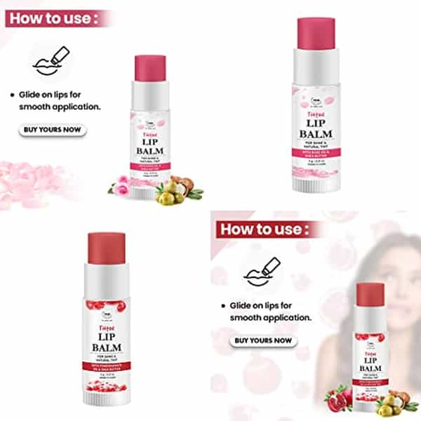 Tnw The Natural Wash Multipurpose Tinted Lip Balm Lip Care Combo For Dry Red + Rose Pink 12G